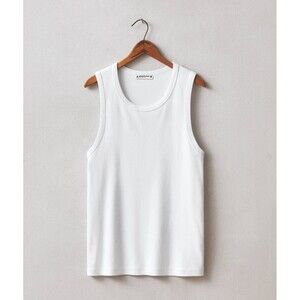 American Giant Tank Top Mens M White Rib Tee Shirt Fitted Workout Cotton USA NEW